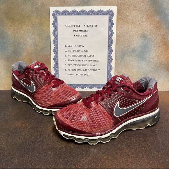 Nike Air Max 2010 Flywire 386374-600 Retro Maroon Women's Sneakers Size 6.5M - Picture 3 of 16